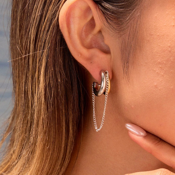 Wholesale Women's Geometric Tassel Stainless Steel Electroplated Gold Earrings Fashion Jewelry