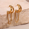 Wholesale Women's Geometric Tassel Stainless Steel Electroplated Gold Earrings Fashion Jewelry
