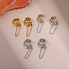 Wholesale Women's Geometric Tassel Stainless Steel Electroplated Gold Earrings Fashion Jewelry