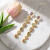 Wholesale Women's Geometric Tassel Titanium Steel Necklace And Earrings With Zircon Inlay Electroplated