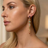 Wholesale Women's Geometric Tassel Titanium Steel Necklace And Earrings With Zircon Inlay Electroplated
