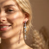 Wholesale Women's Geometric Tassel Titanium Steel Necklace And Earrings With Zircon Inlay Electroplated