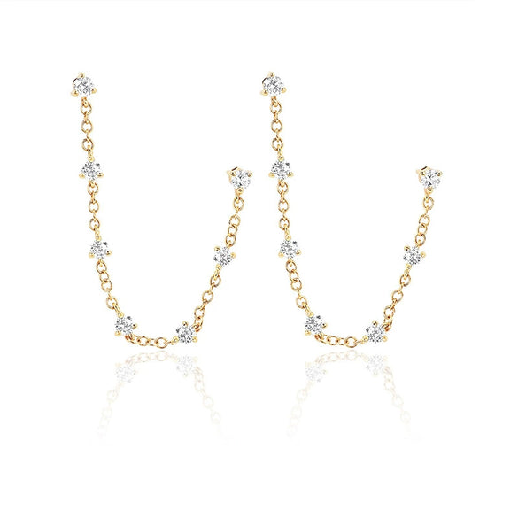 Wholesale Women's Geometric Tassel Zircon Earrings Copper Plated With Real Gold