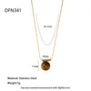 Wholesale Women's Geometric Tiger Eye Stone Pendant Stainless Steel And Titanium Steel Necklace With Electroplating