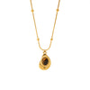 Wholesale Women's Geometric Tiger Eye Stone Pendant Stainless Steel And Titanium Steel Necklace With Electroplating