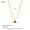 Wholesale Women's Geometric Tiger Eye Stone Pendant Stainless Steel And Titanium Steel Necklace With Electroplating