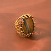 Wholesale Women's Geometric Tiger Eye Stone Stainless Steel Ring With Diamond Inlay And Electroplating