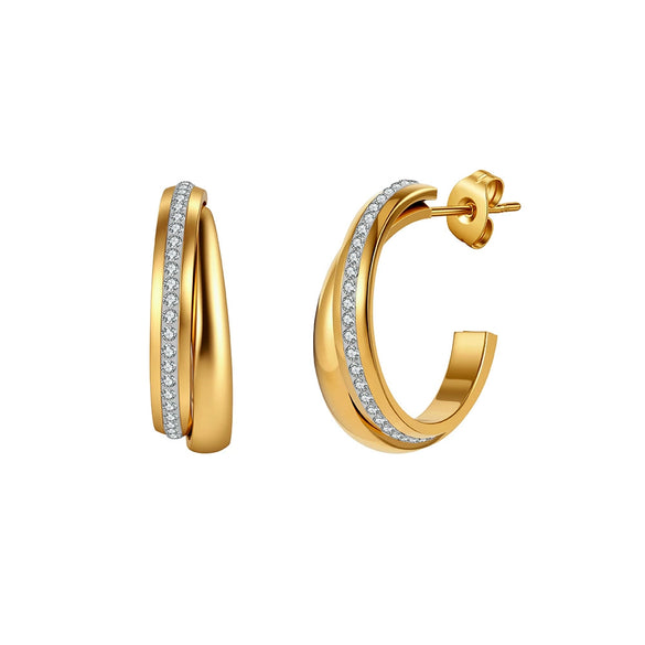 Wholesale Women's Geometric Titanium Steel And 925 Silver Electroplated Earrings With Diamonds