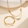 Wholesale Women's Geometric Titanium Steel And Stainless Steel Doublelayered Round Bead Electroplated Calendering Chain Necklace