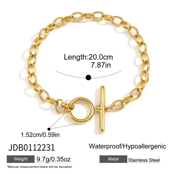 Wholesale Women's Geometric Titanium Steel And Stainless Steel Electroplated Jewelry Bracelet And Necklace Set