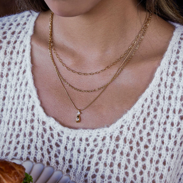 Wholesale Women's Geometric Titanium Steel And Stainless Steel Electroplated Stacked Necklace