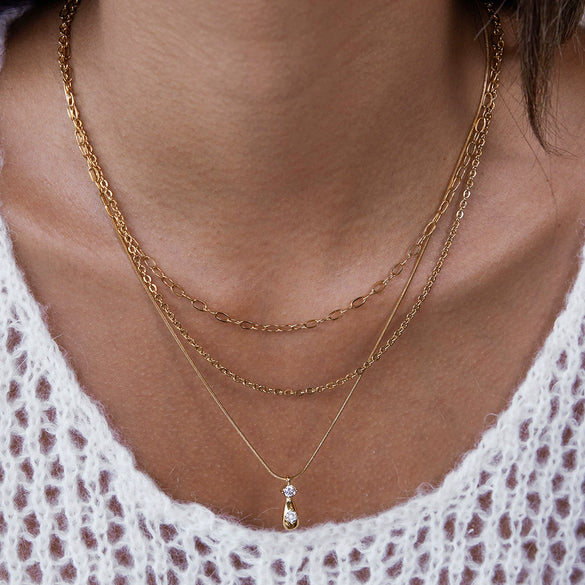 Wholesale Women's Geometric Titanium Steel And Stainless Steel Electroplated Stacked Necklace