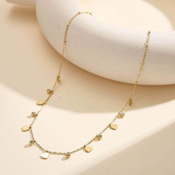 Wholesale Women's Geometric Titanium Steel And Stainless Steel Multipendant Necklace With Diamonds Electroplated Calendering Chain