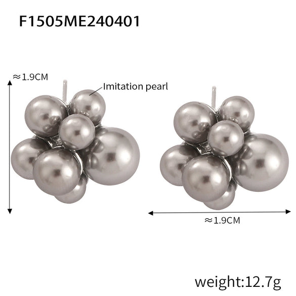 Wholesale Women's Geometric Titanium Steel Electroplated Classic Pearl Earrings