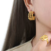 Wholesale Women's Geometric Titanium Steel Electroplated Cshaped Beaded Earrings Retro Style