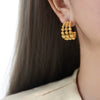 Wholesale Women's Geometric Titanium Steel Electroplated Cshaped Beaded Earrings Retro Style