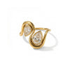 Wholesale Women's Geometric Titanium Steel Electroplated Double Water Drop Zircon Hollow Inlay Open Ring Jewelry
