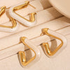 Wholesale Women's Geometric 316L Stainless Steel Electroplated Fashion Pearl Powder Oil Drop Hollow Earrings