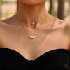 Wholesale Women's Geometric Titanium Steel Electroplated Five Bead Clavicle Necklace