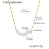 Wholesale Women's Geometric Titanium Steel Electroplated Five Bead Clavicle Necklace