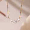 Wholesale Women's Geometric Titanium Steel Electroplated Five Bead Clavicle Necklace