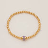 Wholesale Women's Geometric Titanium Steel Electroplated Gold Beads Birthstone Zircon Beaded Bracelet