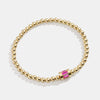 Wholesale Women's Geometric Titanium Steel Electroplated Gold Beads Birthstone Zircon Beaded Bracelet