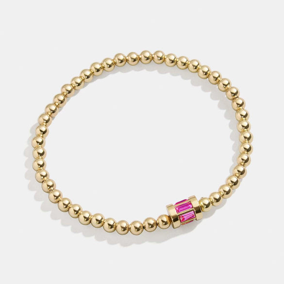 Wholesale Women's Geometric Titanium Steel Electroplated Gold Beads Birthstone Zircon Beaded Bracelet