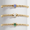 Wholesale Women's Geometric Titanium Steel Electroplated Gold Beads Birthstone Zircon Beaded Bracelet