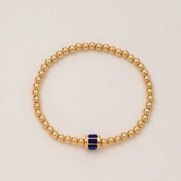 Wholesale Women's Geometric Titanium Steel Electroplated Gold Beads Birthstone Zircon Beaded Bracelet