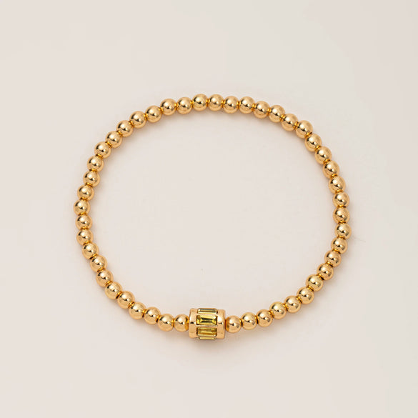 Wholesale Women's Geometric Titanium Steel Electroplated Gold Beads Birthstone Zircon Beaded Bracelet