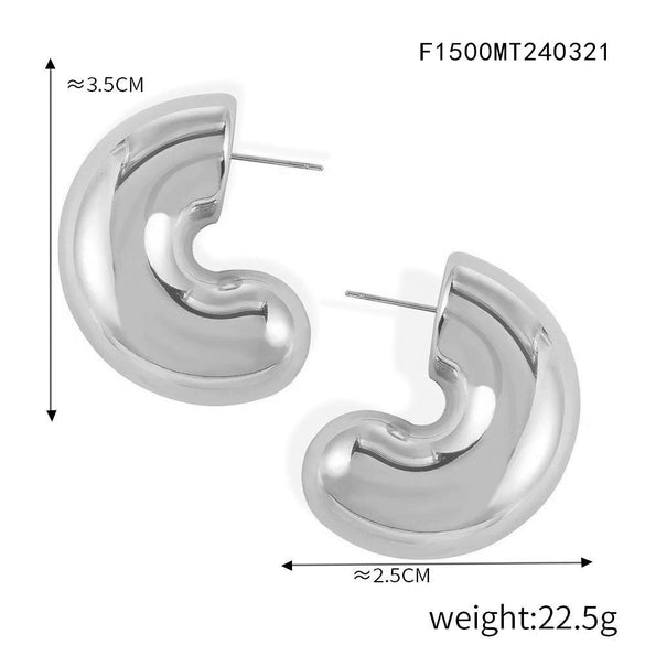 Wholesale Women's Geometric Titanium Steel Electroplated Hollow Cshaped Ferris Wheel Earrings