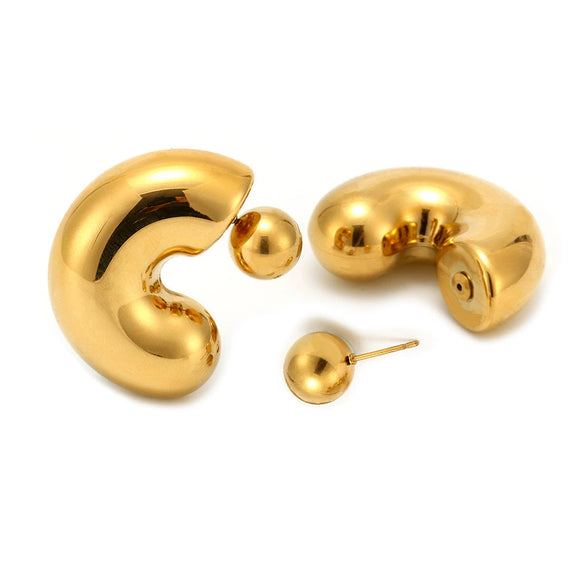 Wholesale Women's Geometric Titanium Steel Electroplated Hollow Cshaped Ferris Wheel Earrings