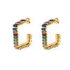 Wholesale Women's Geometric Titanium Steel Electroplated Inlaid With Colorful Zircon Earrings Jewelry