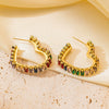 Wholesale Women's Geometric Titanium Steel Electroplated Inlaid With Colorful Zircon Earrings Jewelry