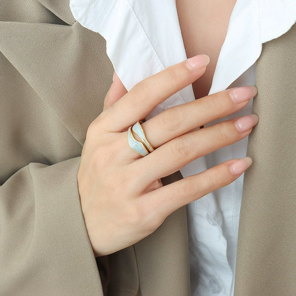 Wholesale Women's Geometric Titanium Steel Electroplated Irregular Opening Ring