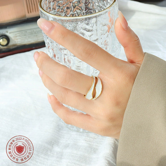 Wholesale Women's Geometric Titanium Steel Electroplated Irregular Opening Ring