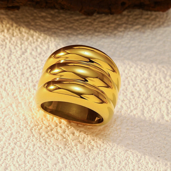 Wholesale Women's Geometric Titanium Steel Electroplated Minimalist Ins Style Finger Ring