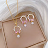 Wholesale Women's Geometric Titanium Steel Electroplated Necklace And Earrings Set