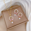 Wholesale Women's Geometric Titanium Steel Electroplated Necklace And Earrings Set