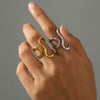 Wholesale Women's Geometric Titanium Steel Electroplated Open Index Finger Ring With Irregular Line Design Exaggerated Minimalist Cool Style