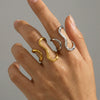 Wholesale Women's Geometric Titanium Steel Electroplated Open Index Finger Ring With Irregular Line Design Exaggerated Minimalist Cool Style