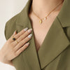 Wholesale Women's Geometric Titanium Steel Electroplated Rice Bead Chain Necklace
