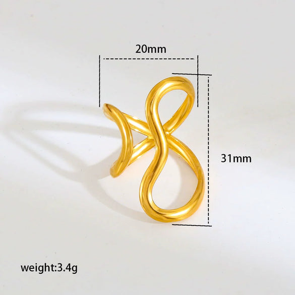 Wholesale Women's Geometric Titanium Steel Electroplated Ring Luxury Vintage Jewelry Accessory