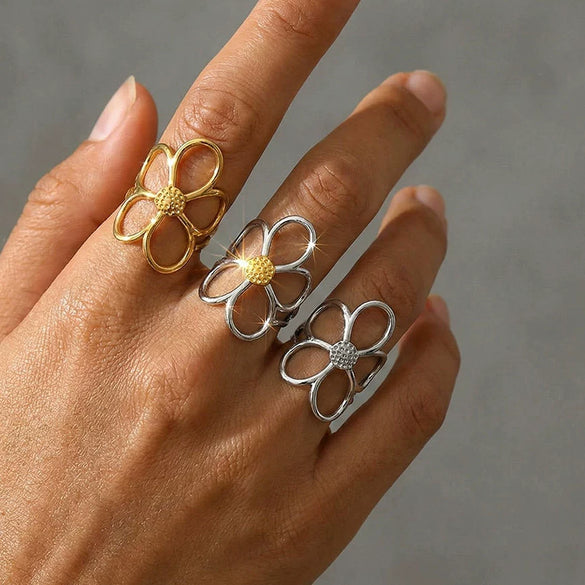 Wholesale Women's Geometric Titanium Steel Electroplated Ring Luxury Vintage Jewelry Accessory
