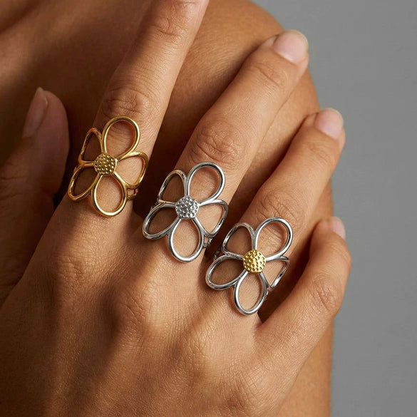 Wholesale Women's Geometric Titanium Steel Electroplated Ring Luxury Vintage Jewelry Accessory