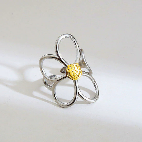 Wholesale Women's Geometric Titanium Steel Electroplated Ring Luxury Vintage Jewelry Accessory