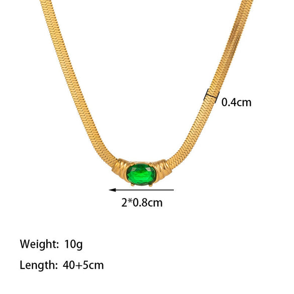 Wholesale Women's Geometric Titanium Steel Electroplated Snake Bone Chain Inlaid With Rhinestone Bracelet Necklace