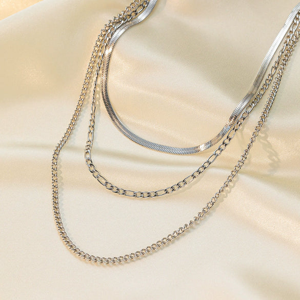 Wholesale Women's Geometric Titanium Steel Electroplated Snake Bone Chain Necklace In Ins Cold Style