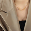 Wholesale Women's Geometric Titanium Steel Gold Plated Snake Bone Chain Necklace